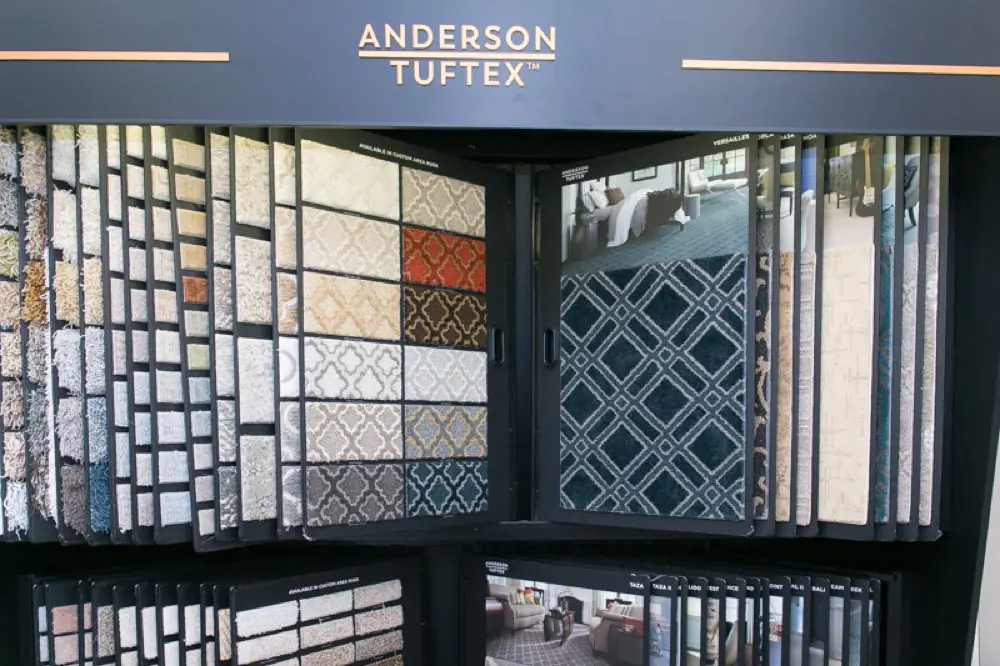 Carpet samples on display at the Remnant City showroom