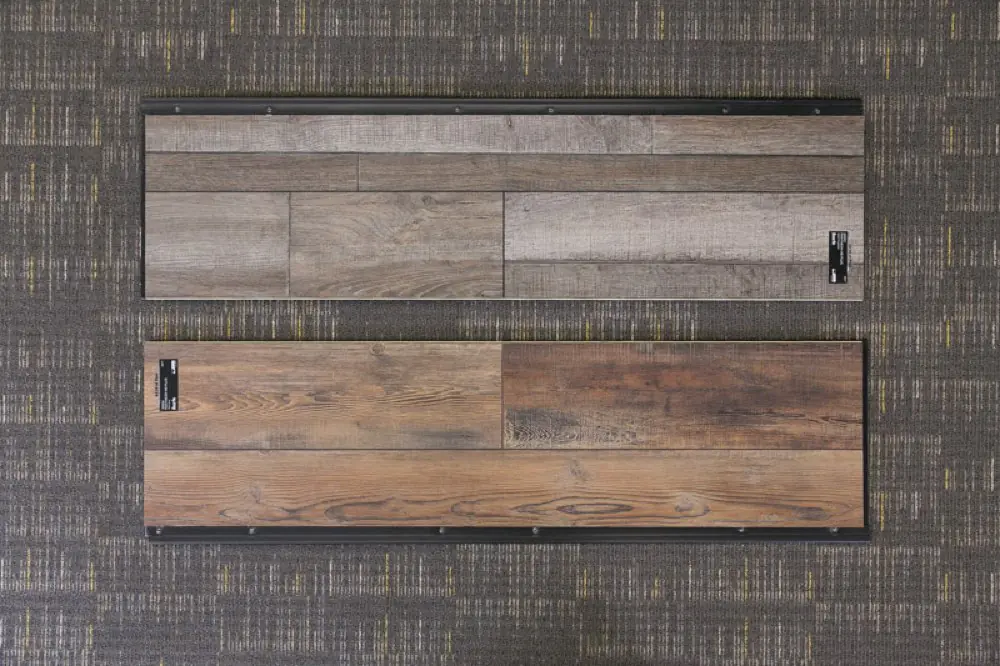 Carpet styles and samples on the Remnant City showroom floor