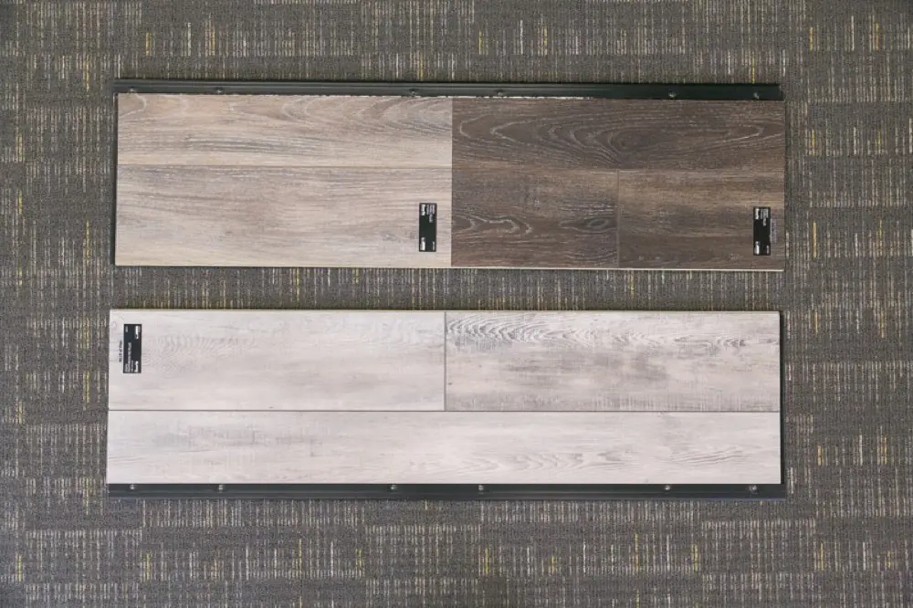Carpet styles and samples on the Remnant City showroom floor