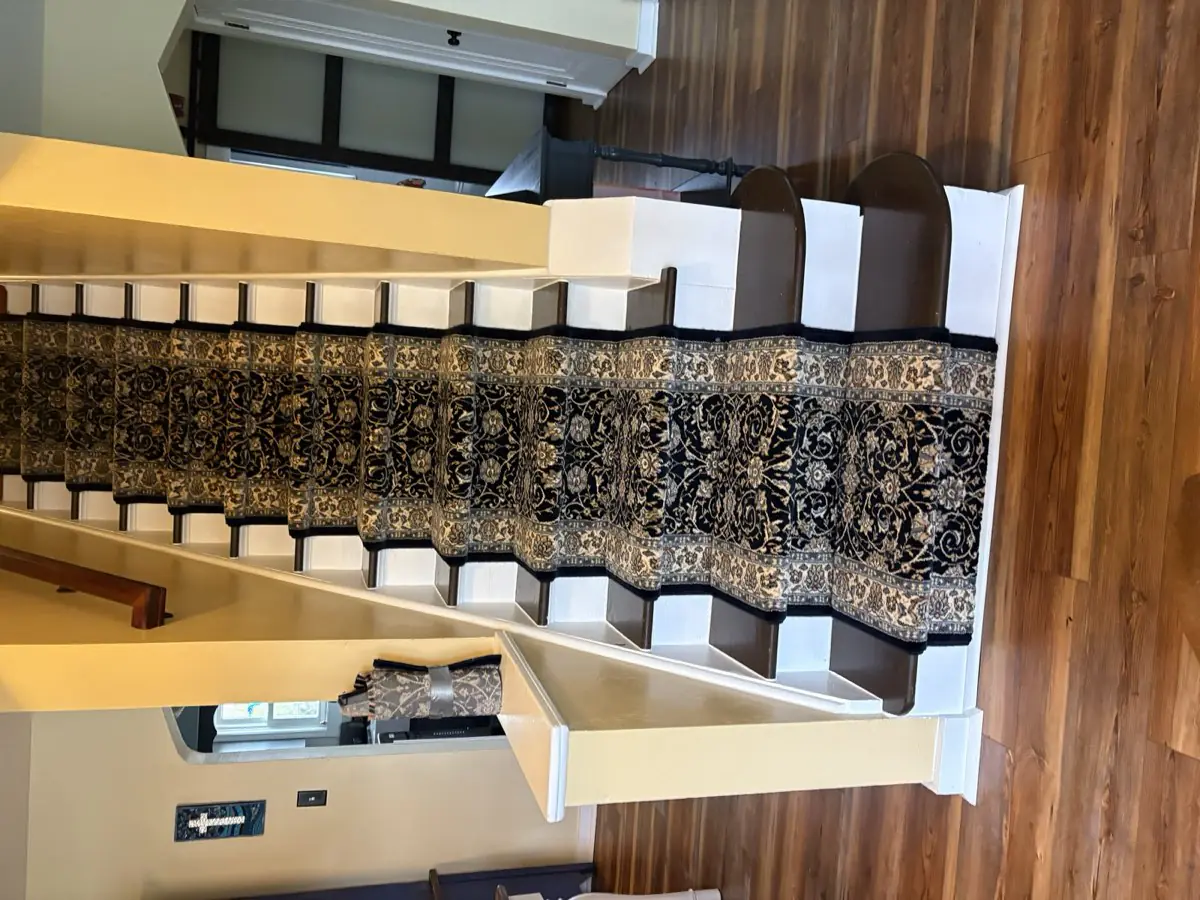 Traditional black and gold oriental stair runner